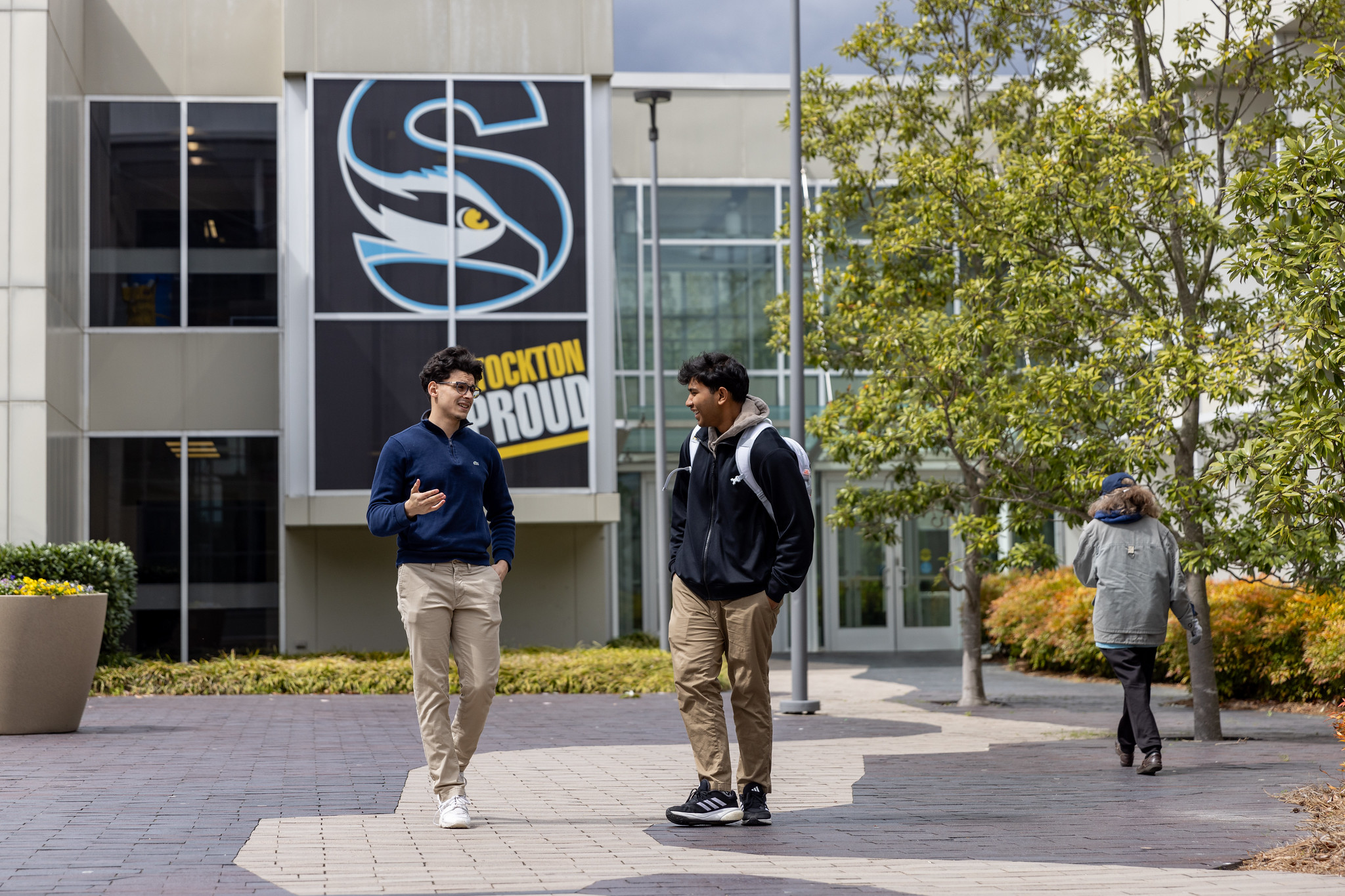 Students walking through campus