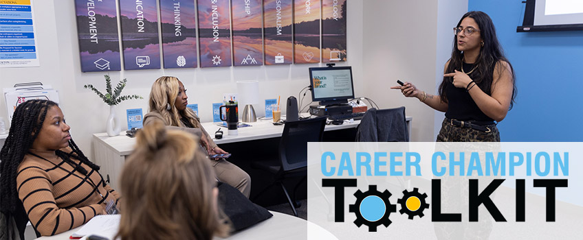 Career Champion presenting to students