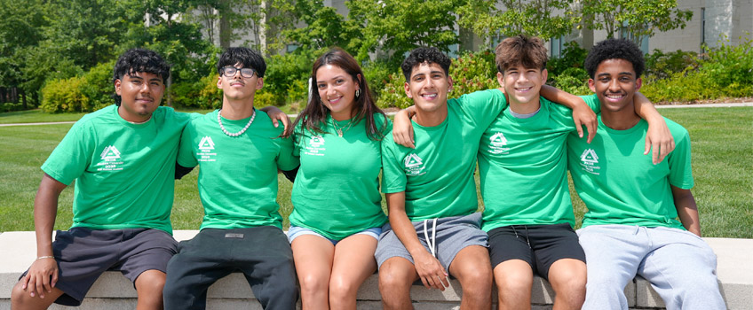 students outside the Campus Center