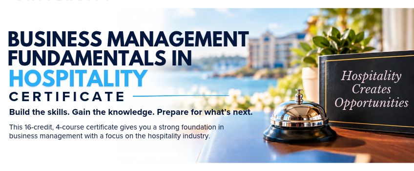 Business Management Fundamentals in Hospitality Stockton School of Business - Business Management Fundamentals in Hospitality Certificate
