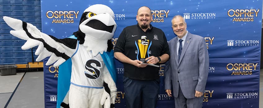 Stockton mascot Talon, Brian Pluchino and Joe Bertolino