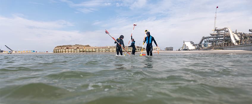 Students surveying the coast