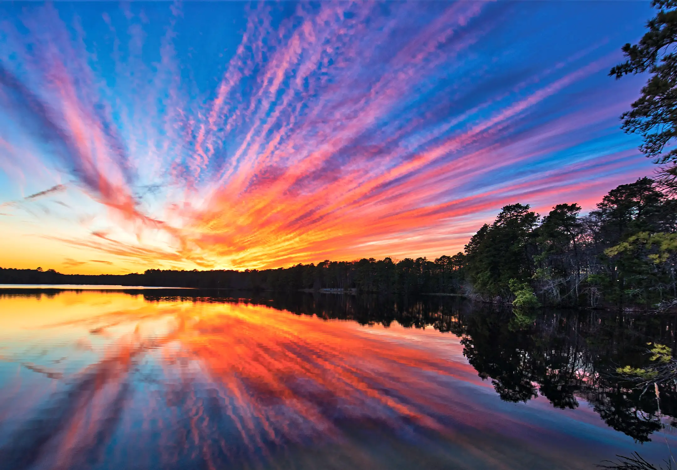 Scenic Photo of Lake Fred at Sunset