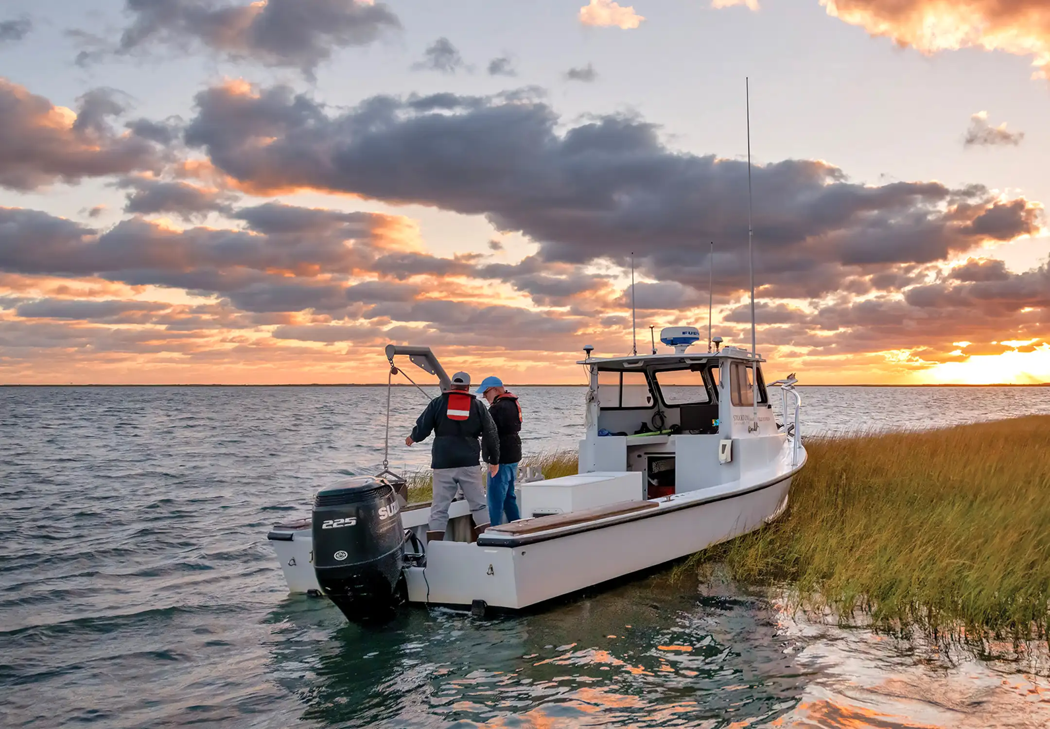 A Stockton Coastal Research Vessel working in the feild.