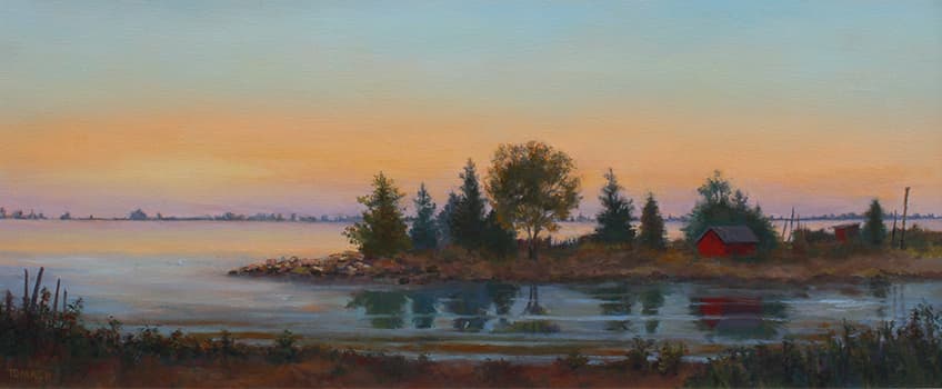 painting showing marsh and trees